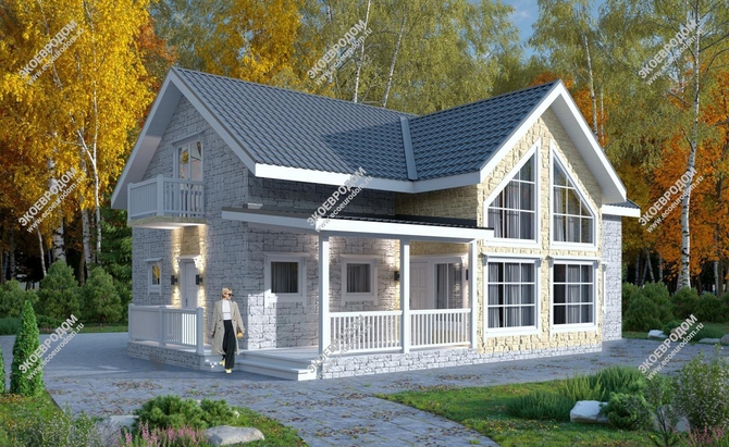 Проект двухэтажного дома «Волга» из СИП панелей | фото, отзывы, цена