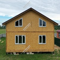 Дом в деревне Пантелеево одноэтажный с мансардным этажом 159,7 м² из СИП панелей | фото, отзывы, цена