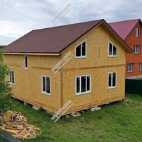 Дом в деревне Пантелеево одноэтажный с мансардным этажом 159,7 м² из СИП панелей | фото, отзывы, цена