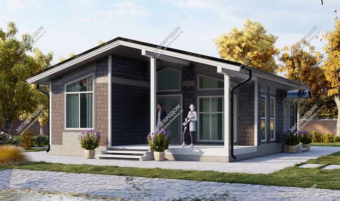 Проект одноэтажного дома Гжелка из СИП панелей | фото, отзывы, цена