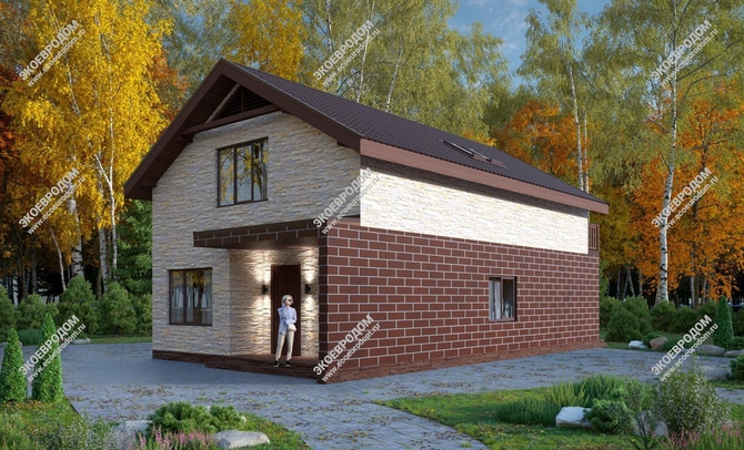 Проект одноэтажного дома с мансардным этажом «Лебо» из СИП панелей | фото, отзывы, цена