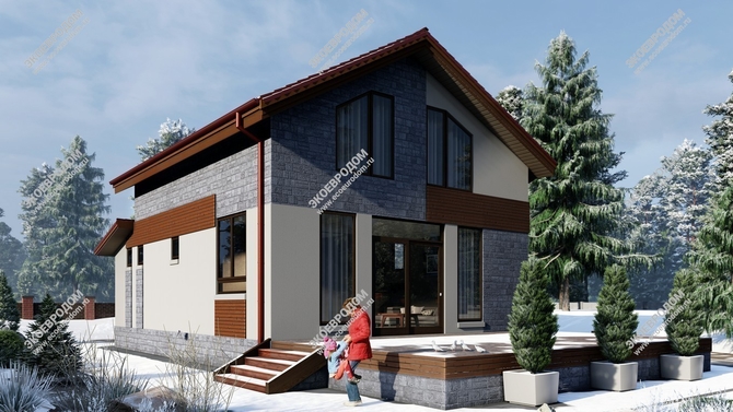 Проект двухэтажного дома с мансардным этажом Ариадна | фото, отзывы, цена