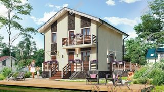 Дом в деревне Огуднево двухэтажный 192 м² по проекту «Женева» из СИП панелей | фото, отзывы, цена