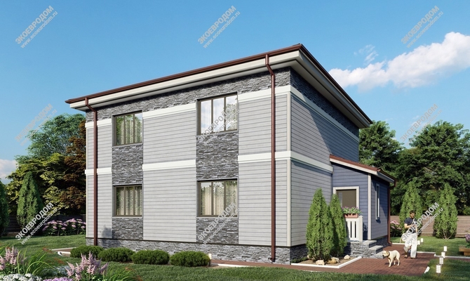 Проект двухэтажного дома «Айвори» из СИП панелей | фото, отзывы, цена