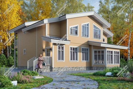Проект двухэтажного дома «Фламинго» из СИП панелей | фото, отзывы, цена