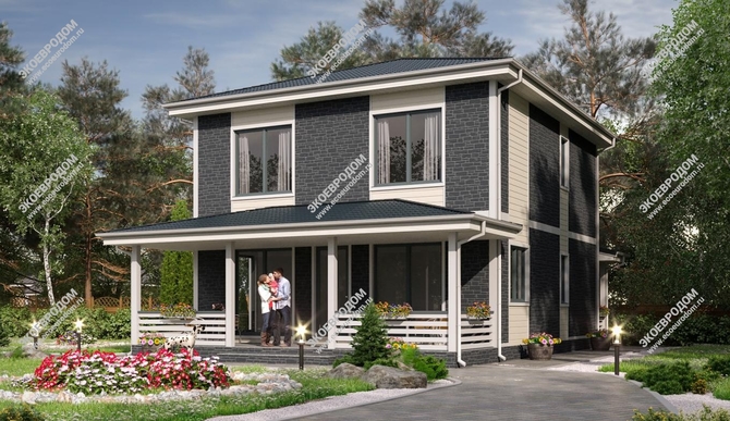 Проект двухэтажного дома «Солнечные дали» из СИП панелей | фото, отзывы, цена