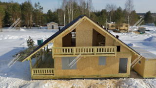 Дом в деревне Пласкинино одноэтажный с мансардным этажом 200,4 м² из СИП панелей | фото, отзывы, цена