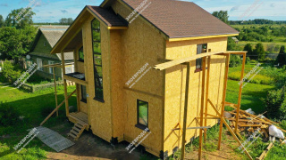 Дом в деревне Кава одноэтажный с мансардным этажом 121,8 м² из СИП панелей | фото, отзывы, цена